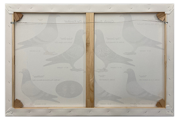 Het frame van een canvasprint, bij grotere maten word een tussen tussenlat geplaatst